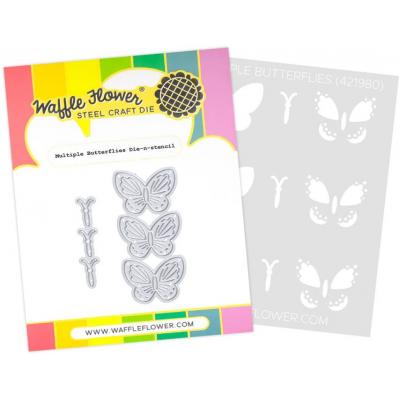 Waffle Flower Die-n-Stencil - Multiple Butterflies